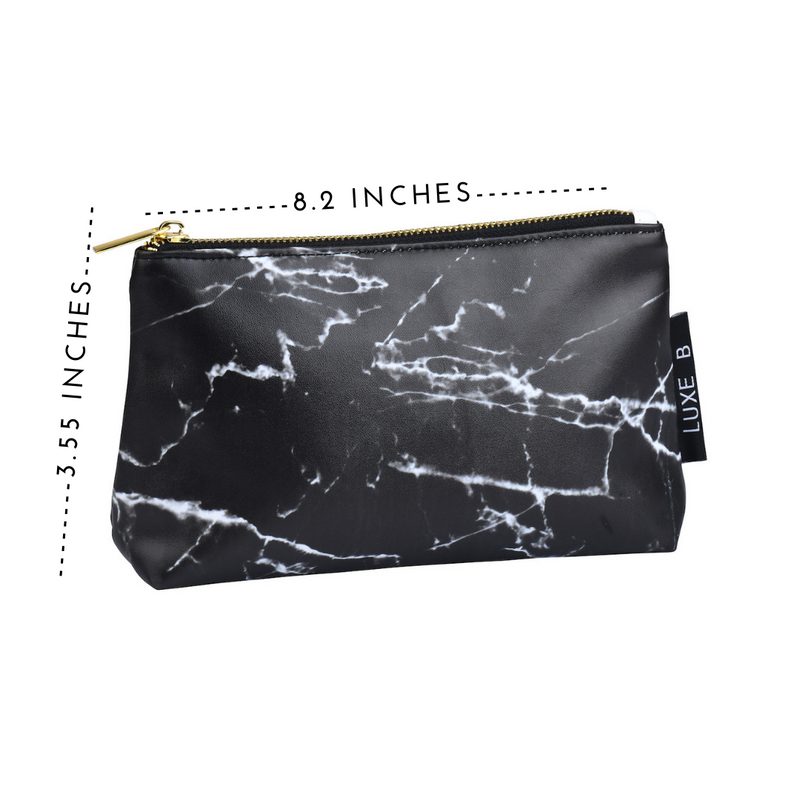 LUXE B Marble Cosmetic Makeup Bag- Black -Smaller size to fit in your purse - LUXE B PAMPAS GRASS (1634579611738)
