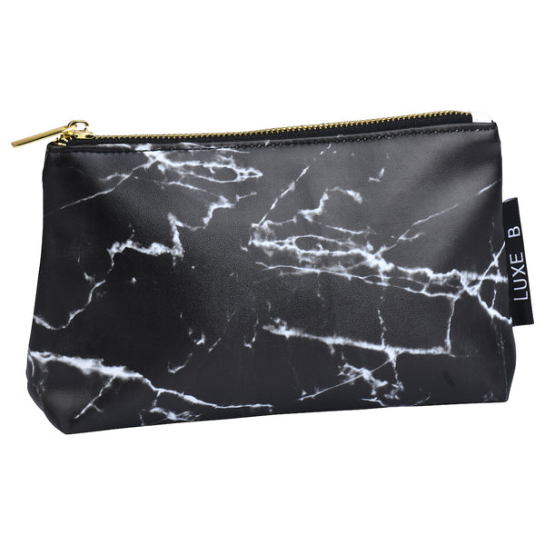 LUXE B Marble Cosmetic Makeup Bag- Black -Smaller size to fit in your purse - LUXE B PAMPAS GRASS (1634579611738)