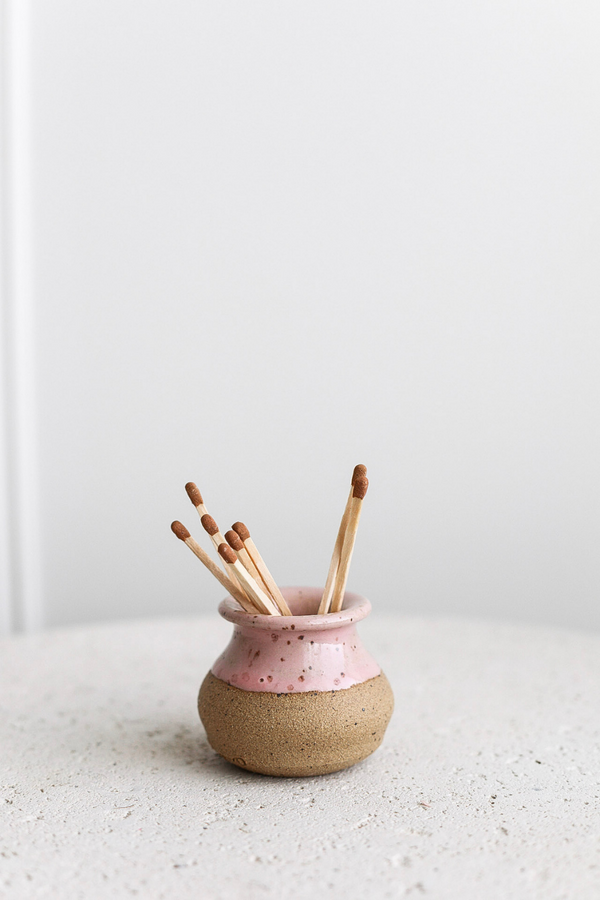 Pink Match Striker - Handmade Two Toned Strike Mini Pottery - LUXE B Pampas Grass California